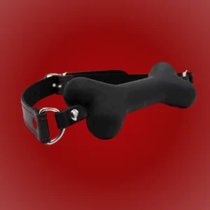 Silicone & Leather Strap Bone Gag