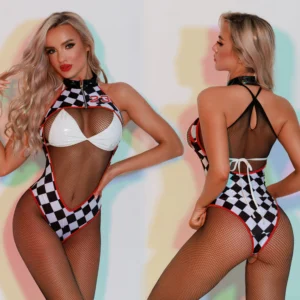 Sexy Fishnet Racing Girl Bodysuit Roleplay Costume