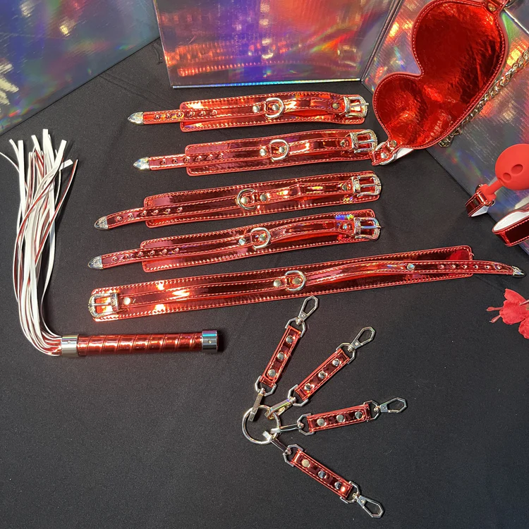 10Pc Shiny Bondage Restraint BDSM KIT - Image 2