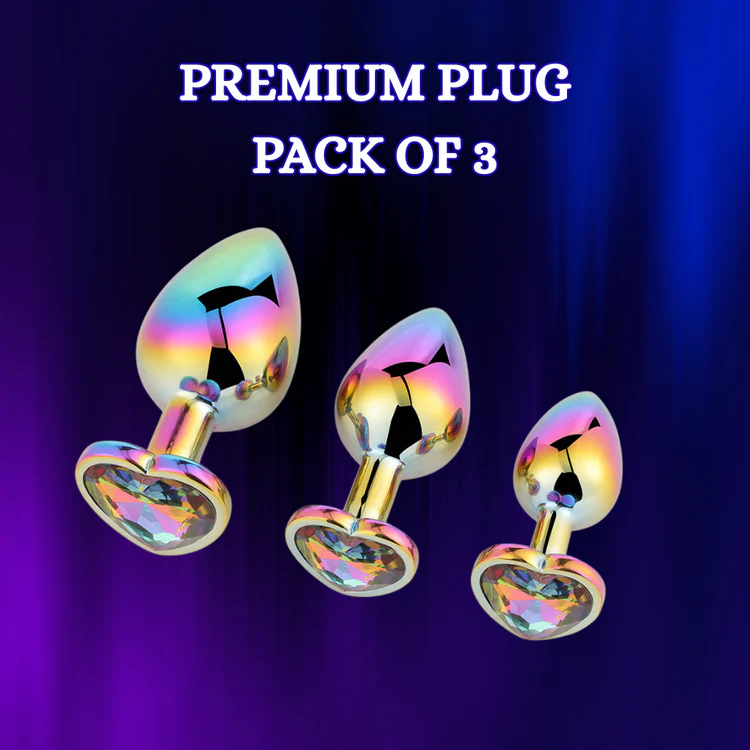 Rainbow Heart Butt Plug - Pack of 3