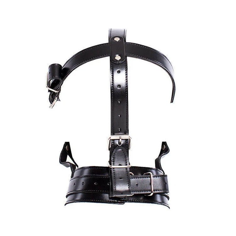 Cut Out Leather Bondage Face Mask - Image 2
