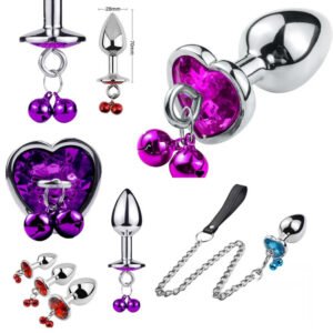 Heart Bejeweled Butt Plug with Chain