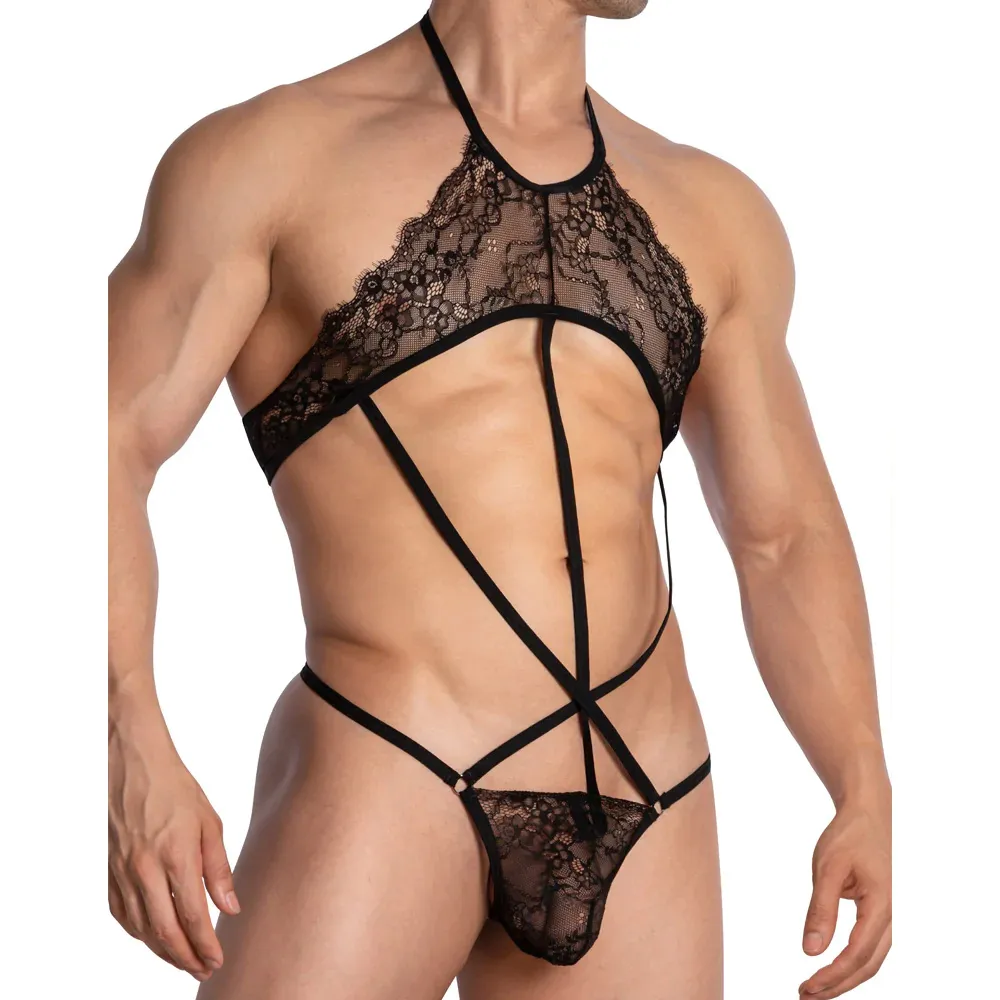Crossdresser Strappy Lace Bodysuit - Image 2